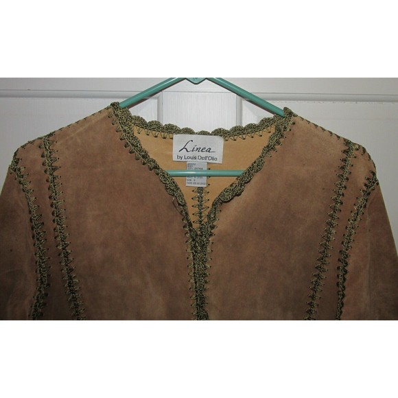 Linea by Louis Dell'Olio Brown 100% Suede Leather Patchwork Boho Jacket Top S - Picture 2 of 12